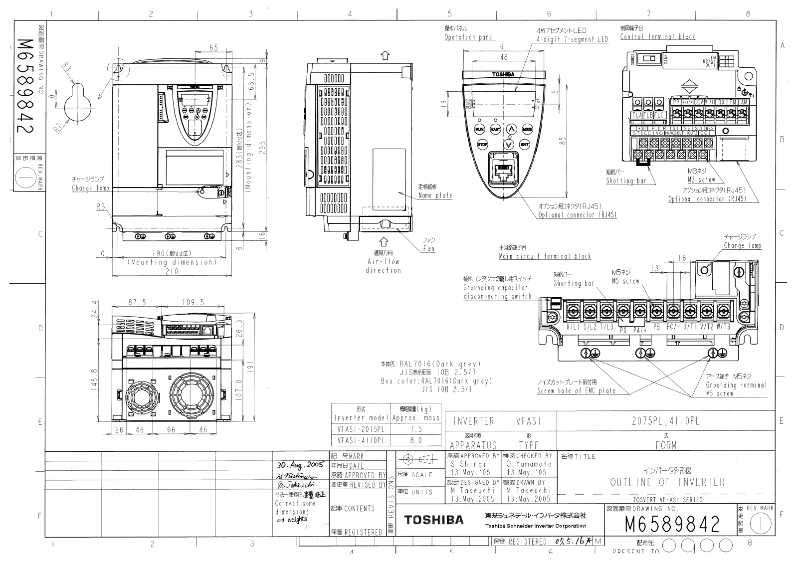 Toshiba 2075PL, 4110PL Dimensional Sheet