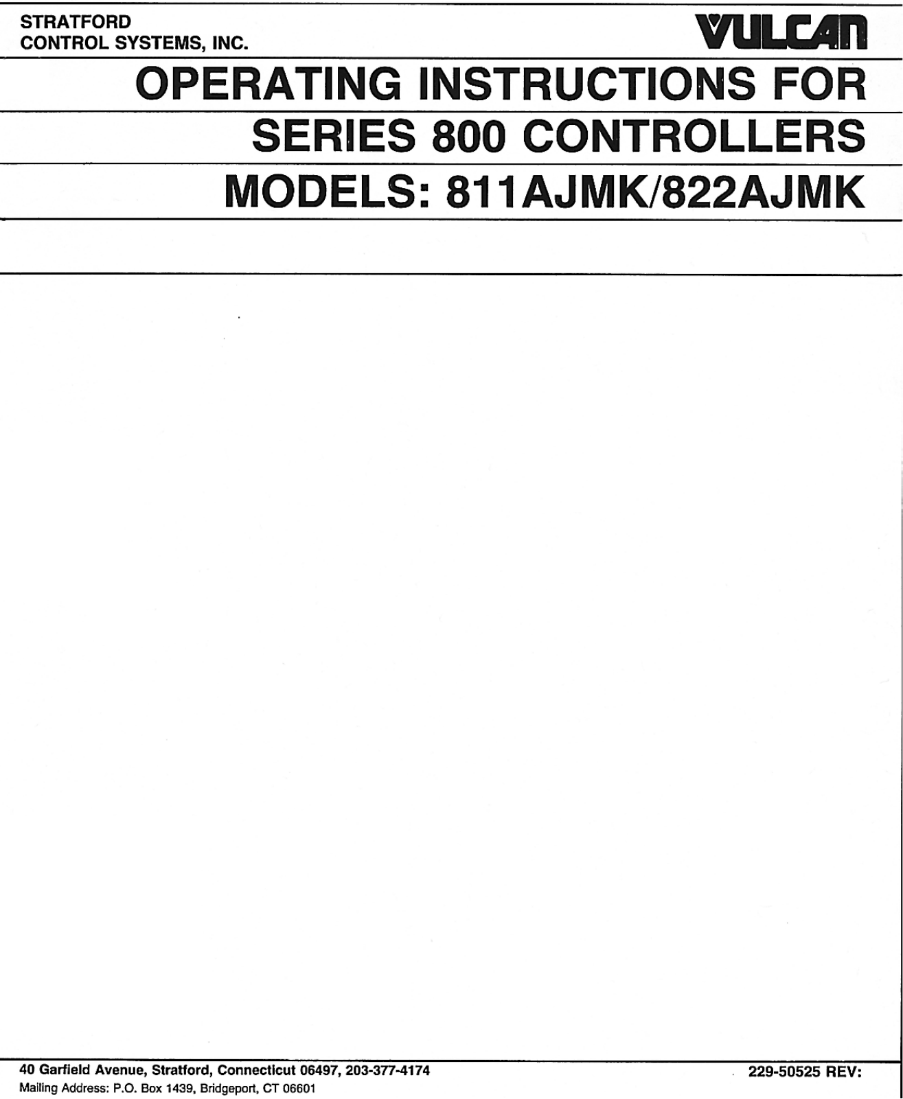 Vulcan 811AJMK Installation Manual