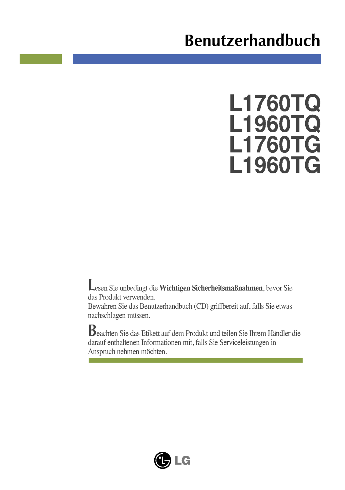 Lg L1960TQ, L1960TG User Manual