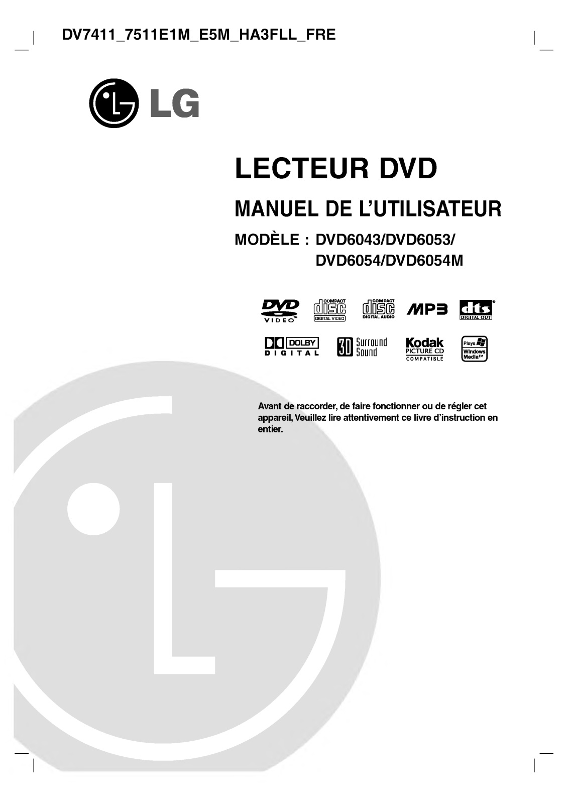Lg DVD6053, DVD6043, DVD6054, DVD6054M User Manual