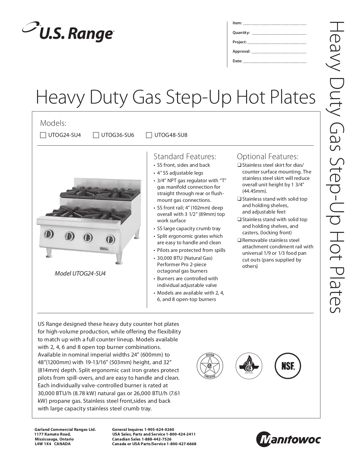 Manitowoc Ice UTOG48-SU8, UTOG36-SU6, UTOG24-SU4 User Manual