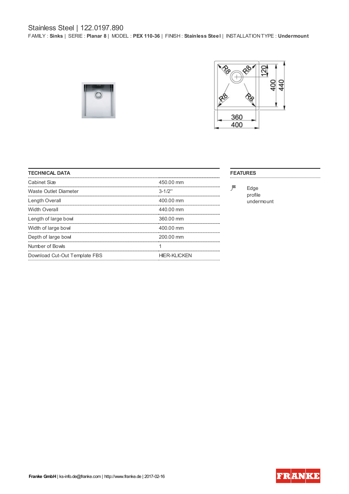 Franke 122.0197.890 Service Manual