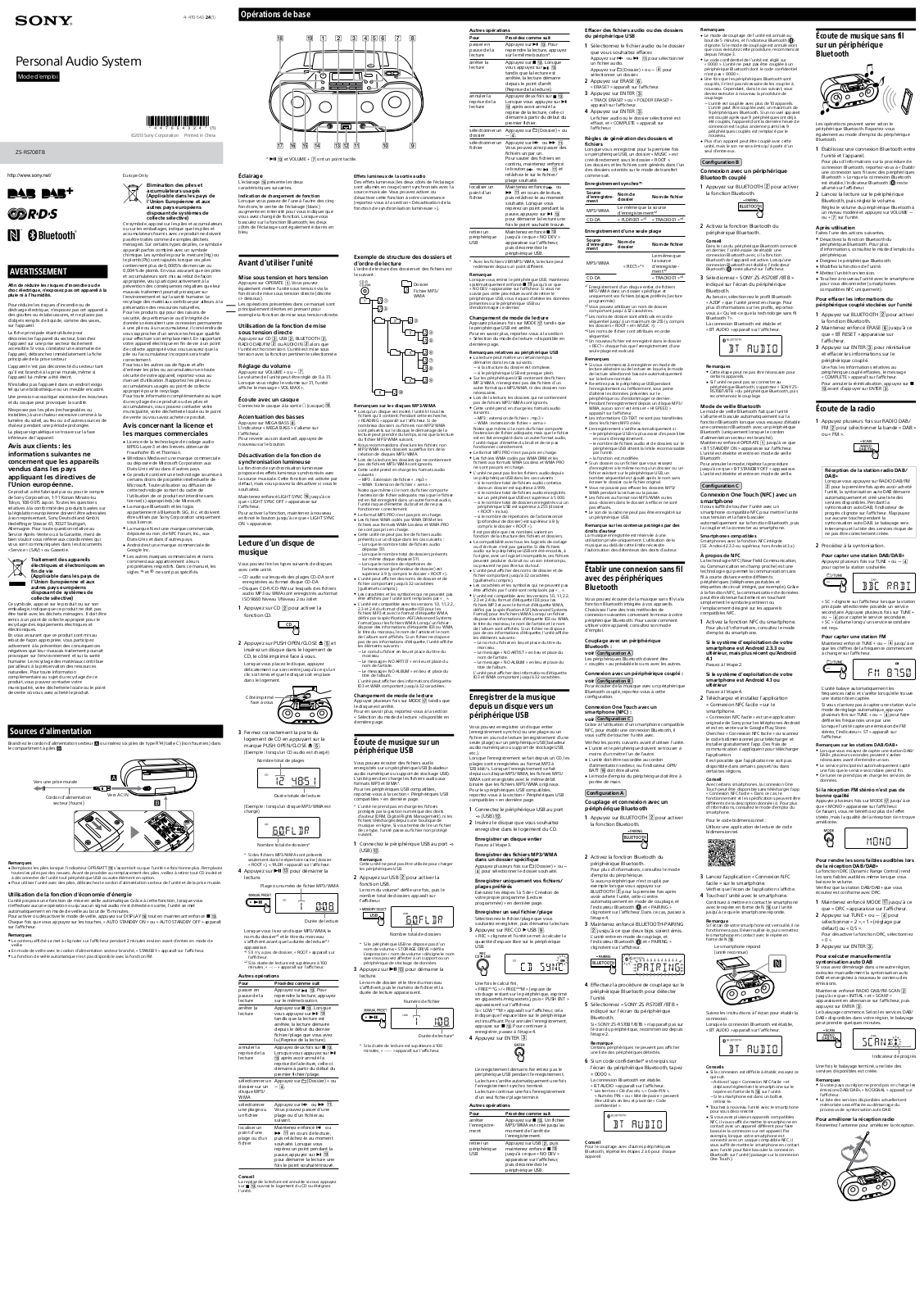 Sony ZS-RS70BTB User Manual