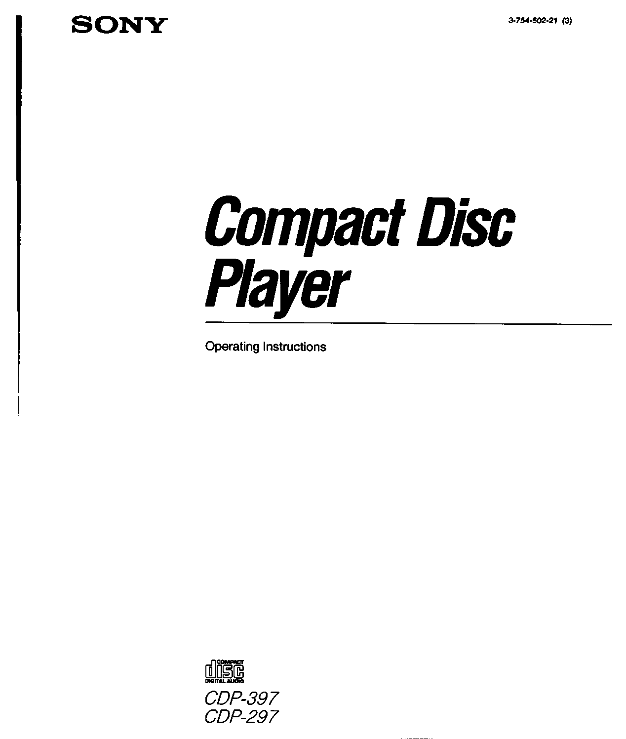 Sony CDP-397 User Manual