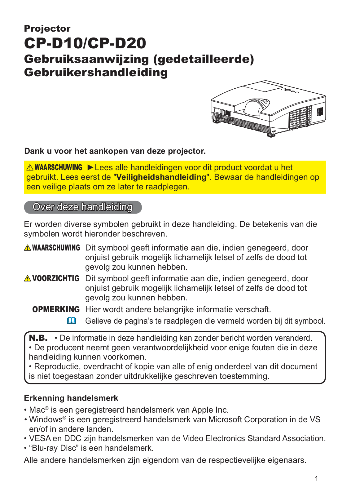 Hitachi CP-D20 User Manual