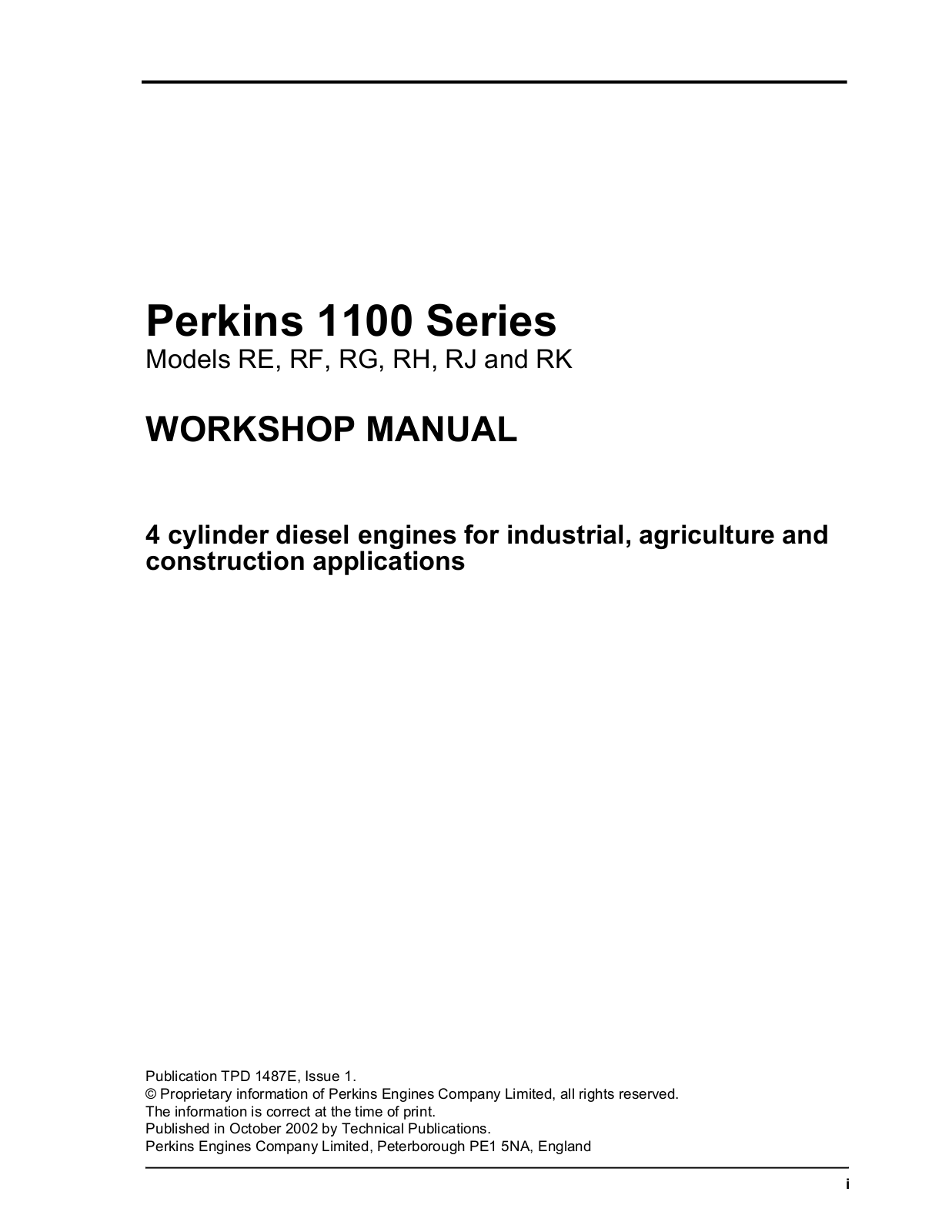 Perkins Engine 11004 Service Manual