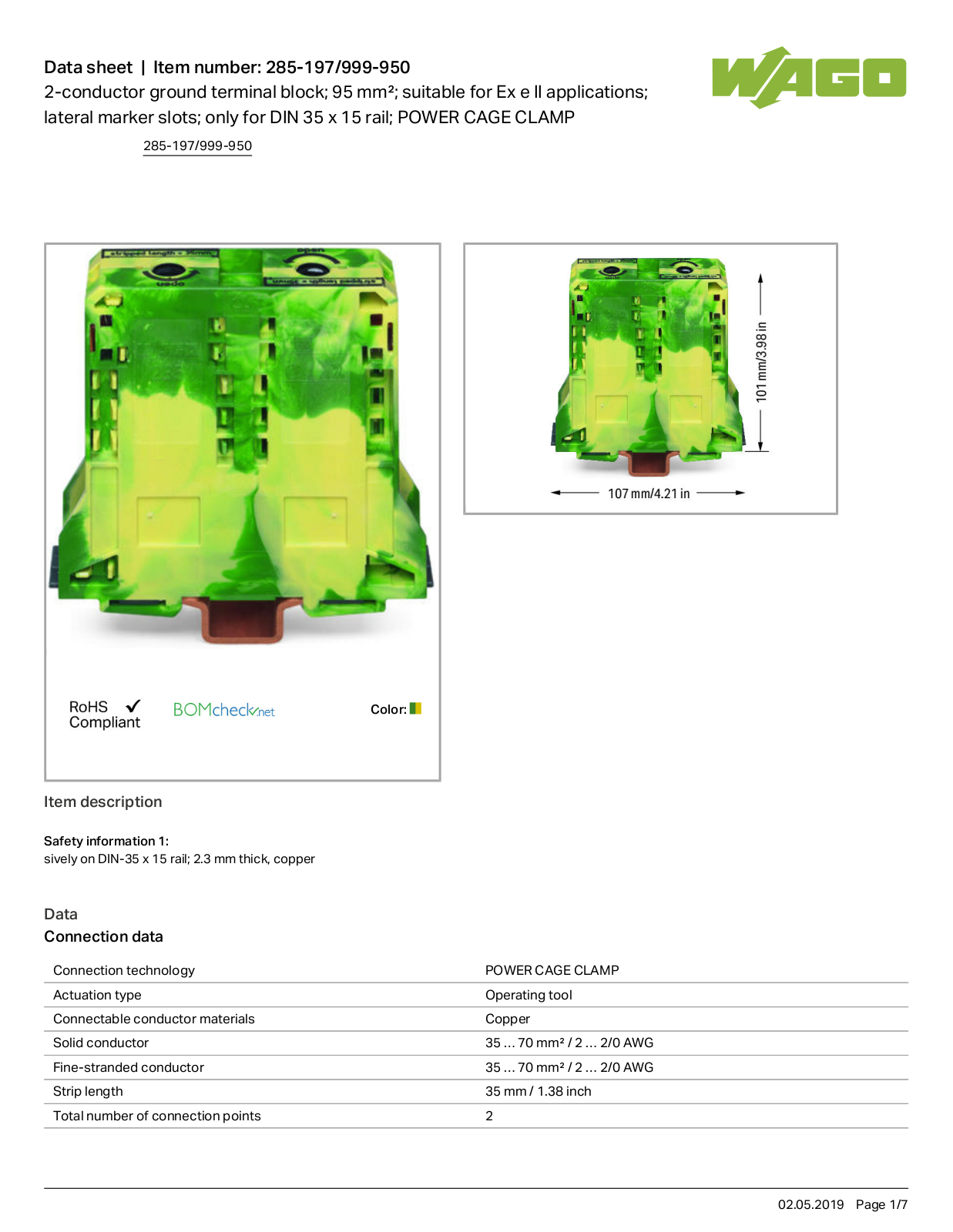 Wago 285-197/999-950 Data Sheet