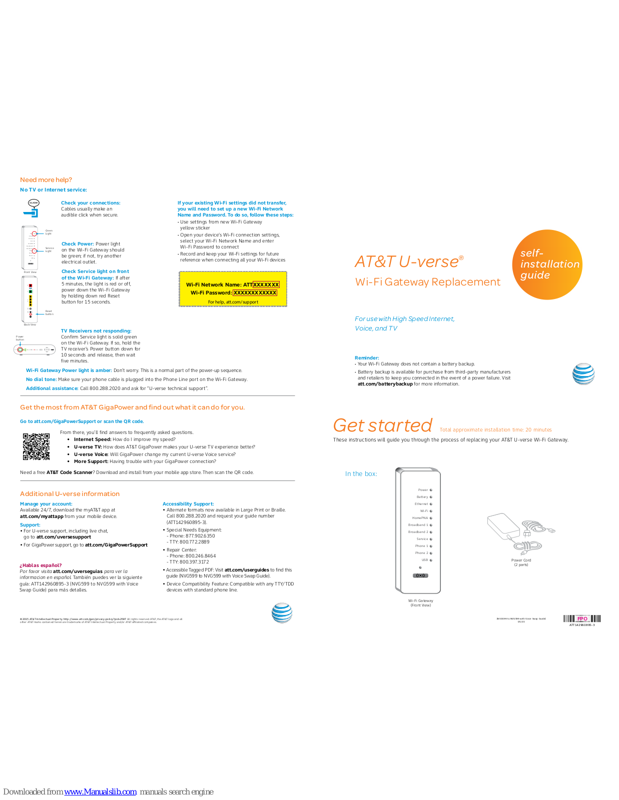 AT&T NVG599 Self-installation Manual