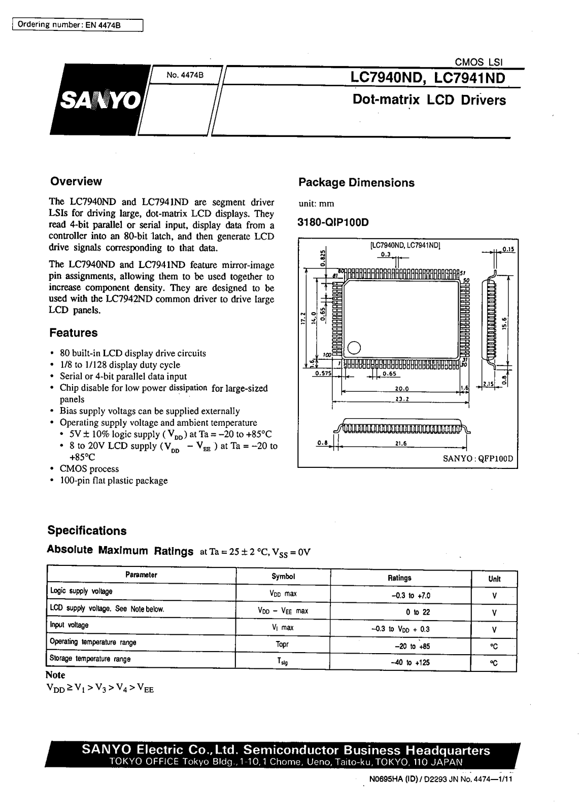 SANYO LC7941ND, LC7940ND Datasheet