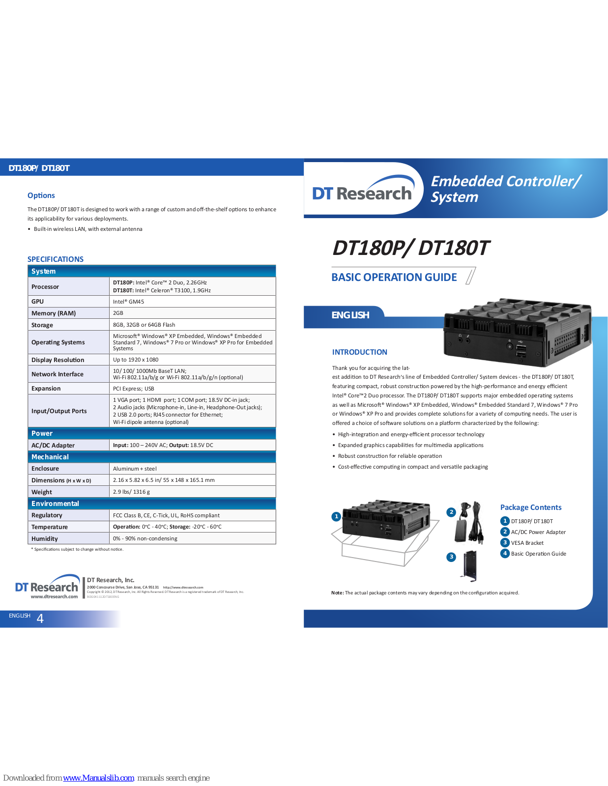 DT Research DT180P, DT180T Operation Manual