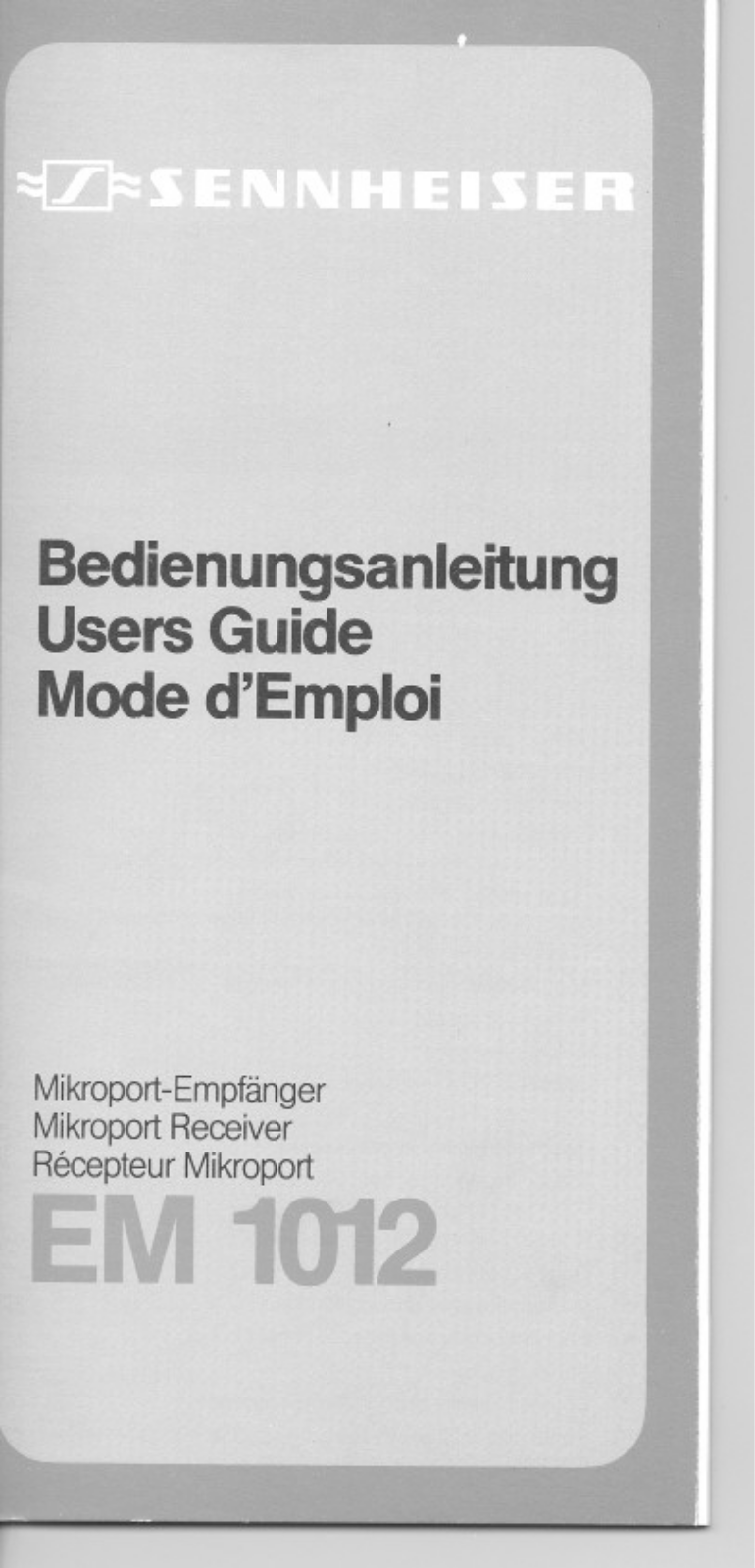 Sennheiser EM 1012 User Manual