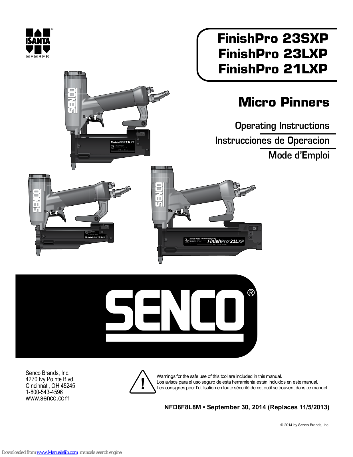 Senco FinishPro 23SXP, FinishPro 21LXP, FinishPro 23LXP Operating Instructions Manual