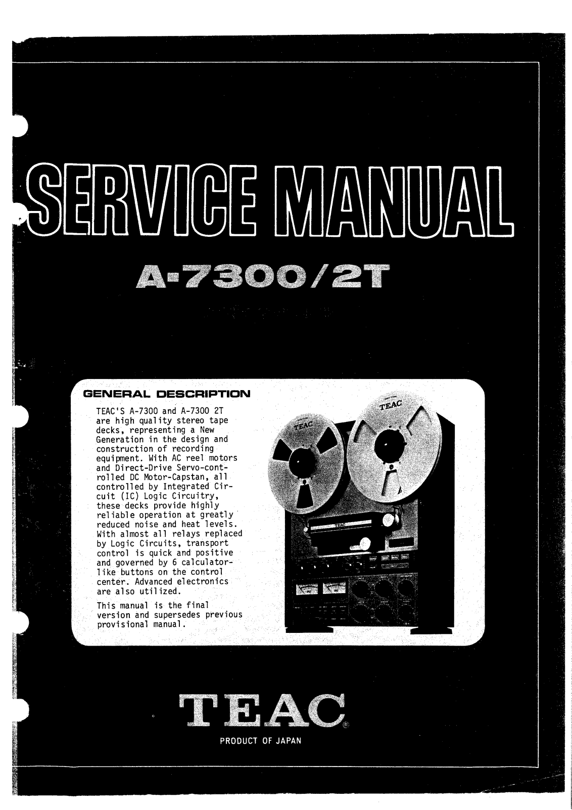 TEAC A-7300, A-7300.2-T Service manual