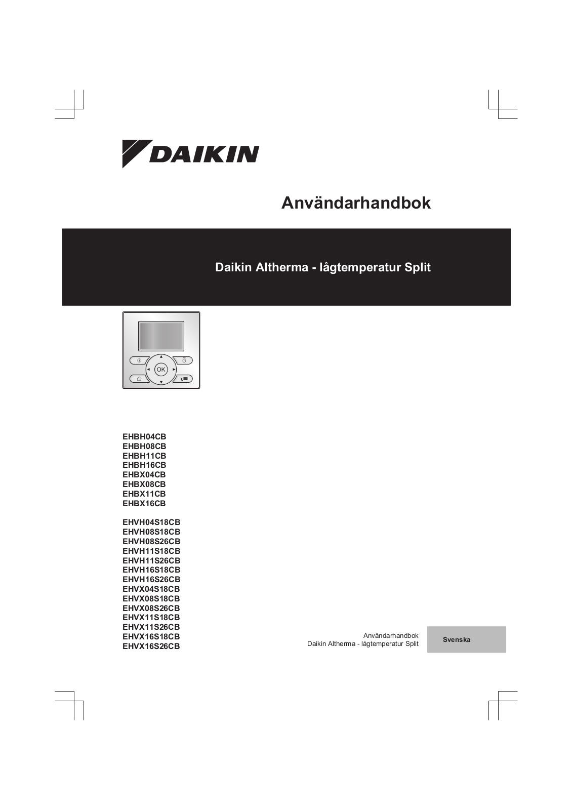 Daikin EHBH08CB, EHBH11CB, EHBH16CB, EHBX04CB, EHBX08CB Operation manuals