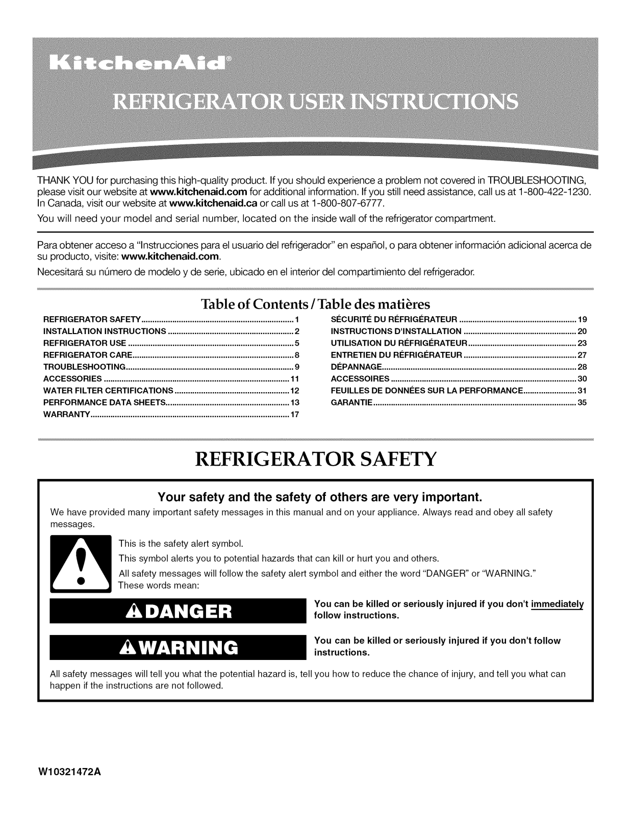 KitchenAid KSRS25MWMS03, KSRV22FVSS04, KSRV22FVMS04, KSRS25MWMS02, KSRS22MWMS02 Owner’s Manual