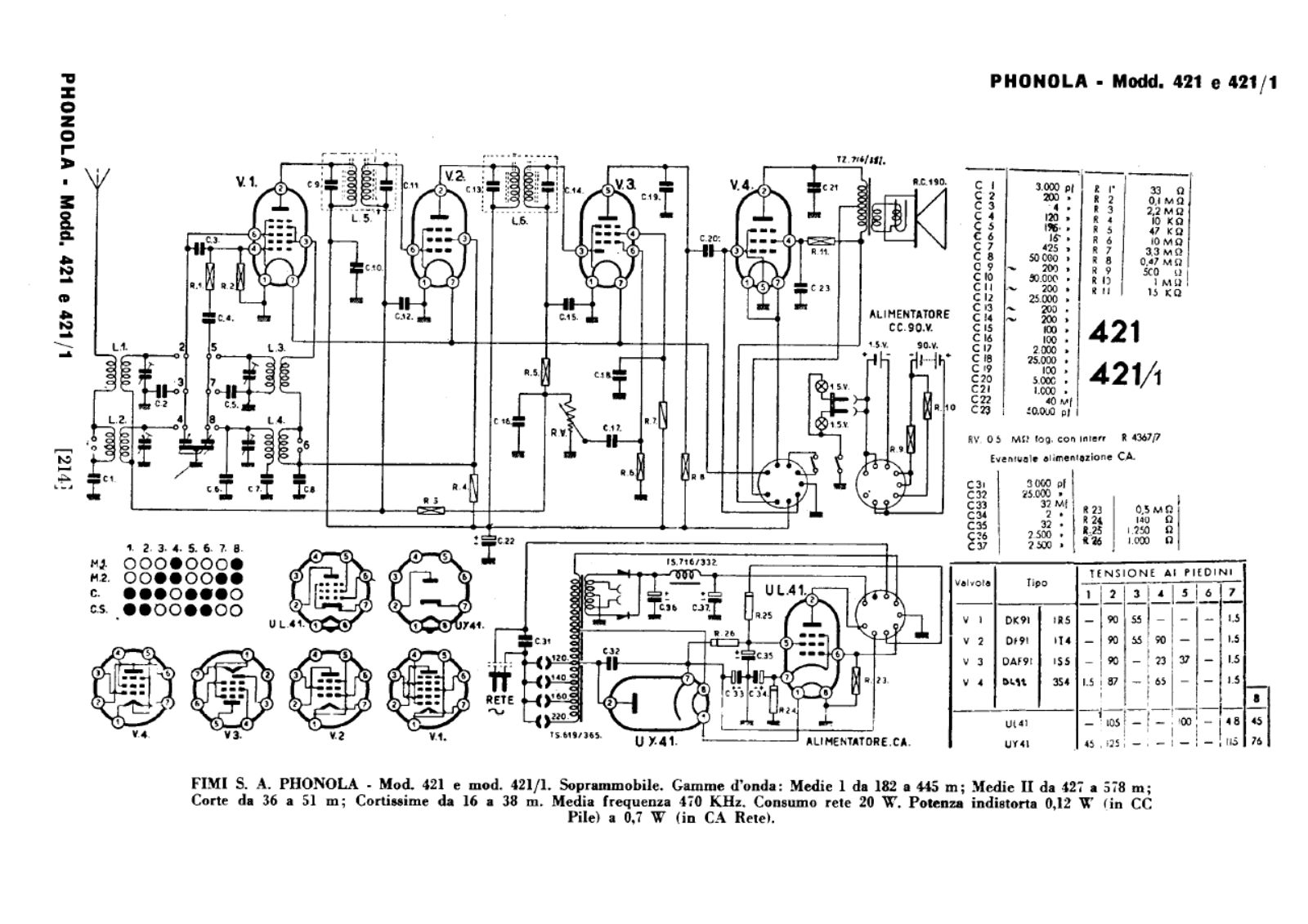 Phonola 421, 421-1 Diagram - ManualMachine.com