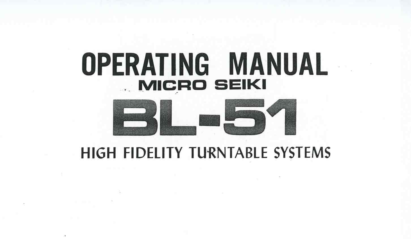 Micro Seiki BL-51-X Owners manual