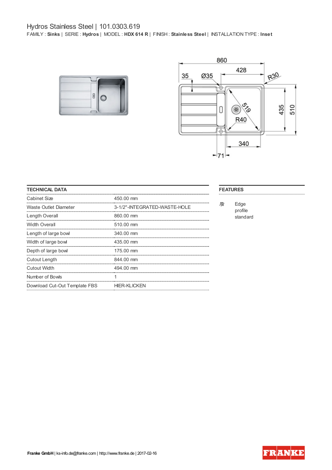 Franke 101.0303.619 Service Manual