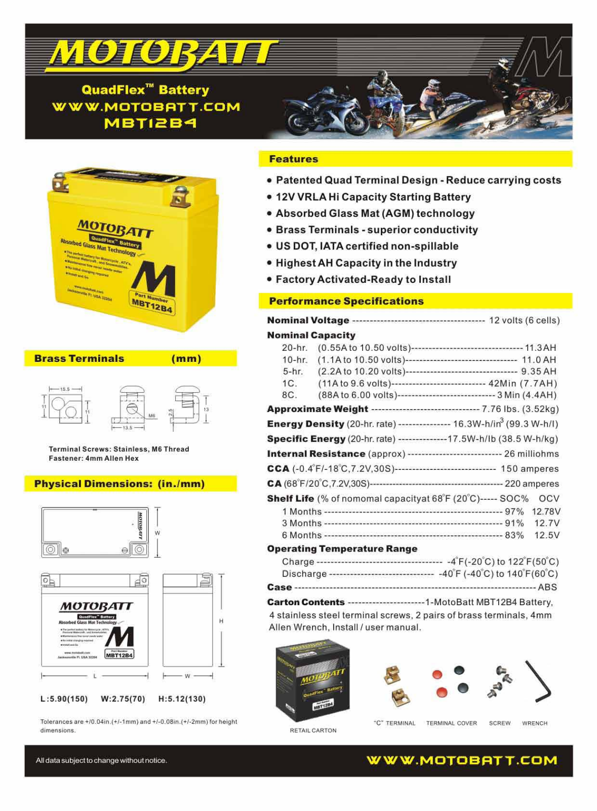 Motobatt MBT12B4 Service Manual