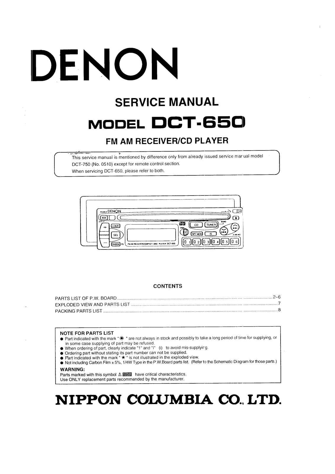 Denon DCT-650 Service Manual