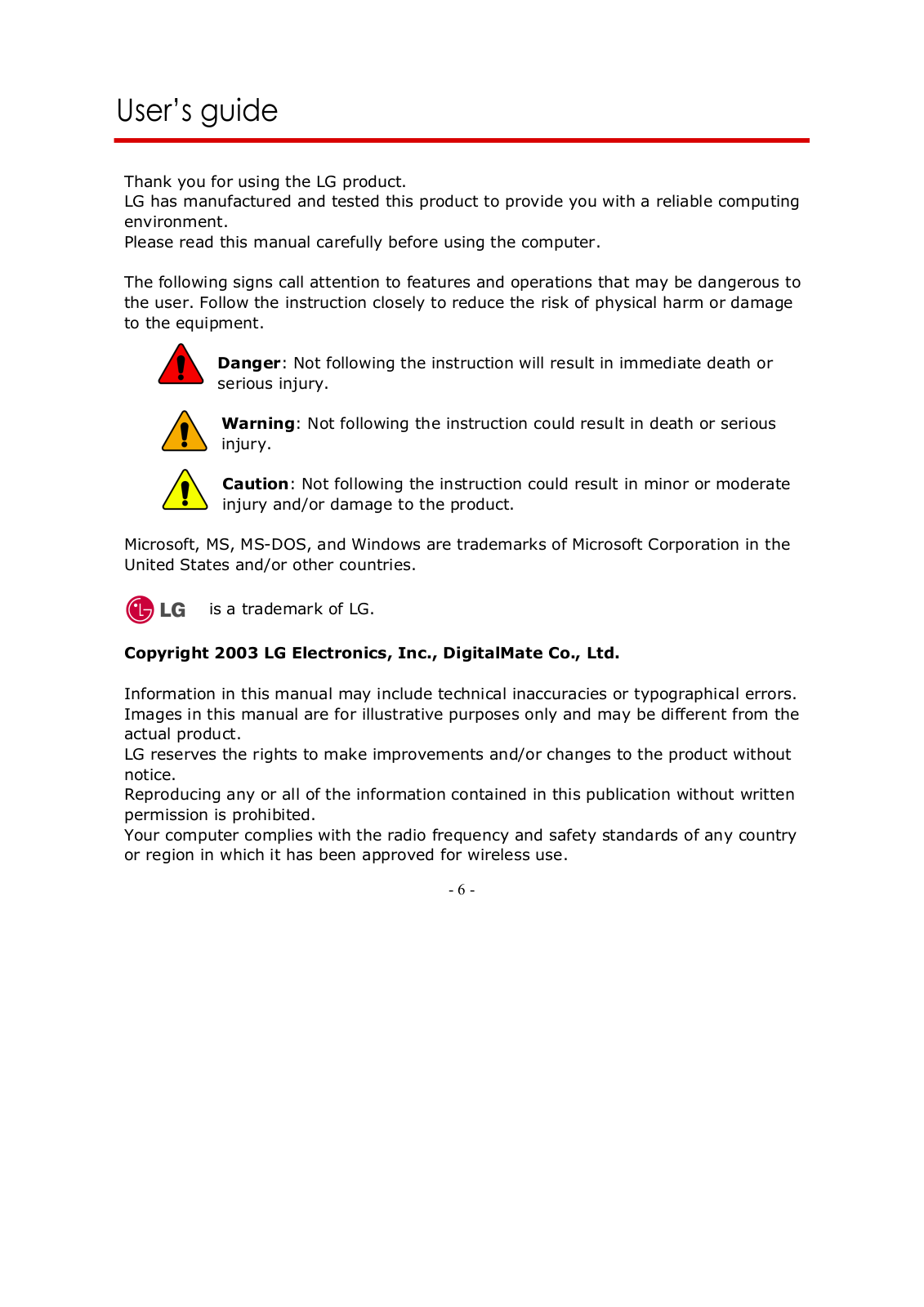 LG NTLU20 Users manual