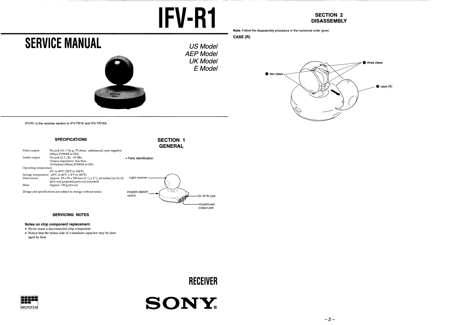 Sony IFVR-1 Service manual