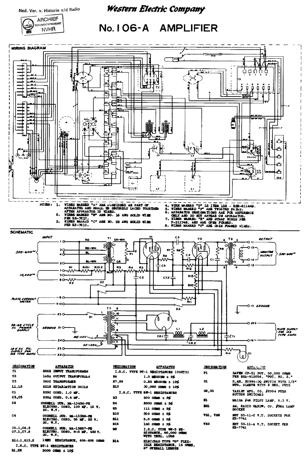 Western Electric 106a schematic