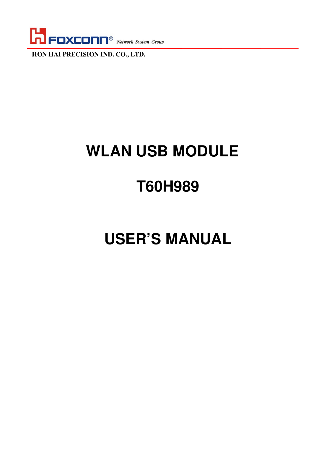 HON HAI PRECISION IND T60H989 User Manual