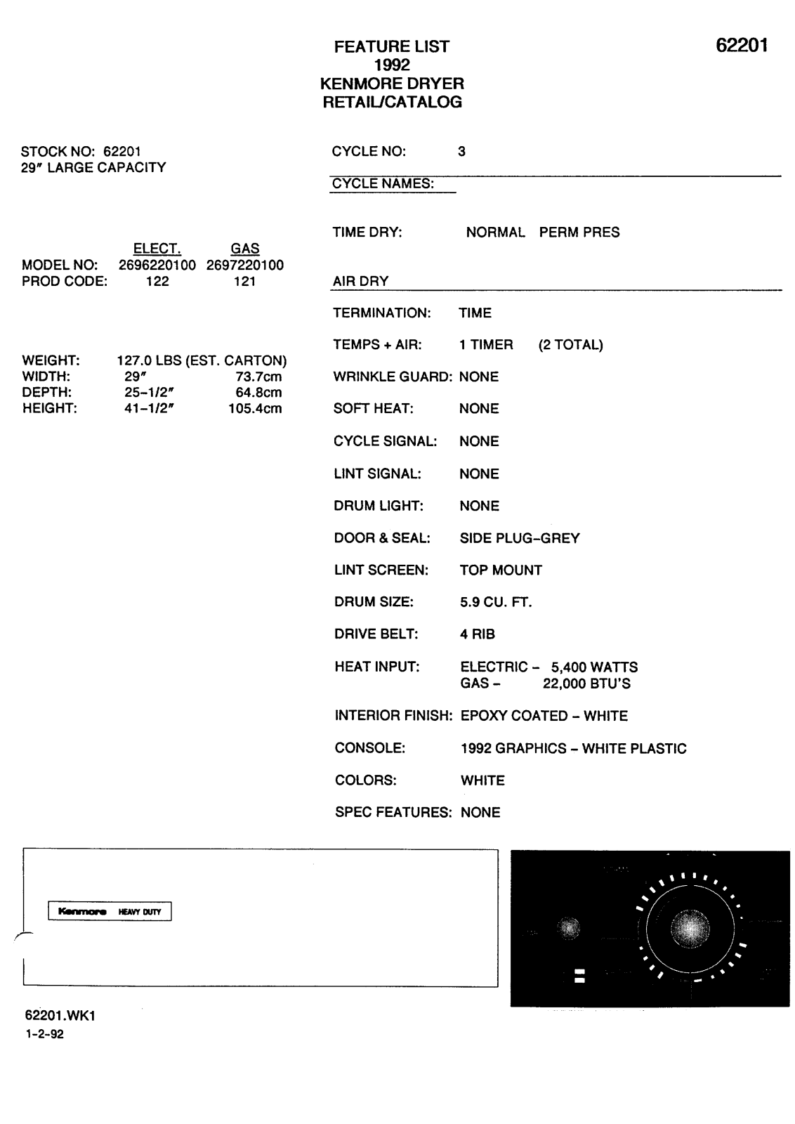 Kenmore 11096220100, 11097220100 Owner’s Manual