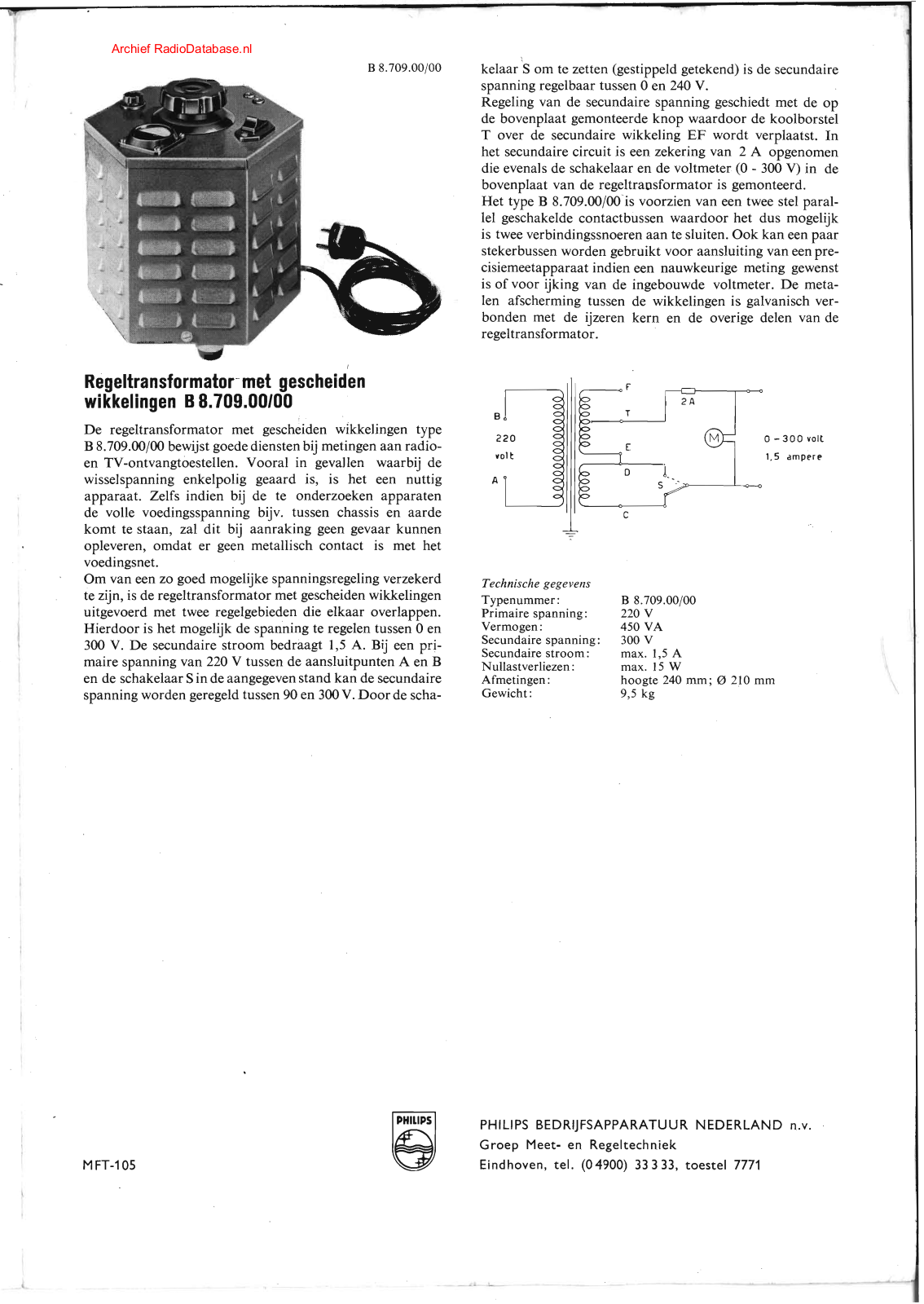 Philips B8-709-00 User Manual