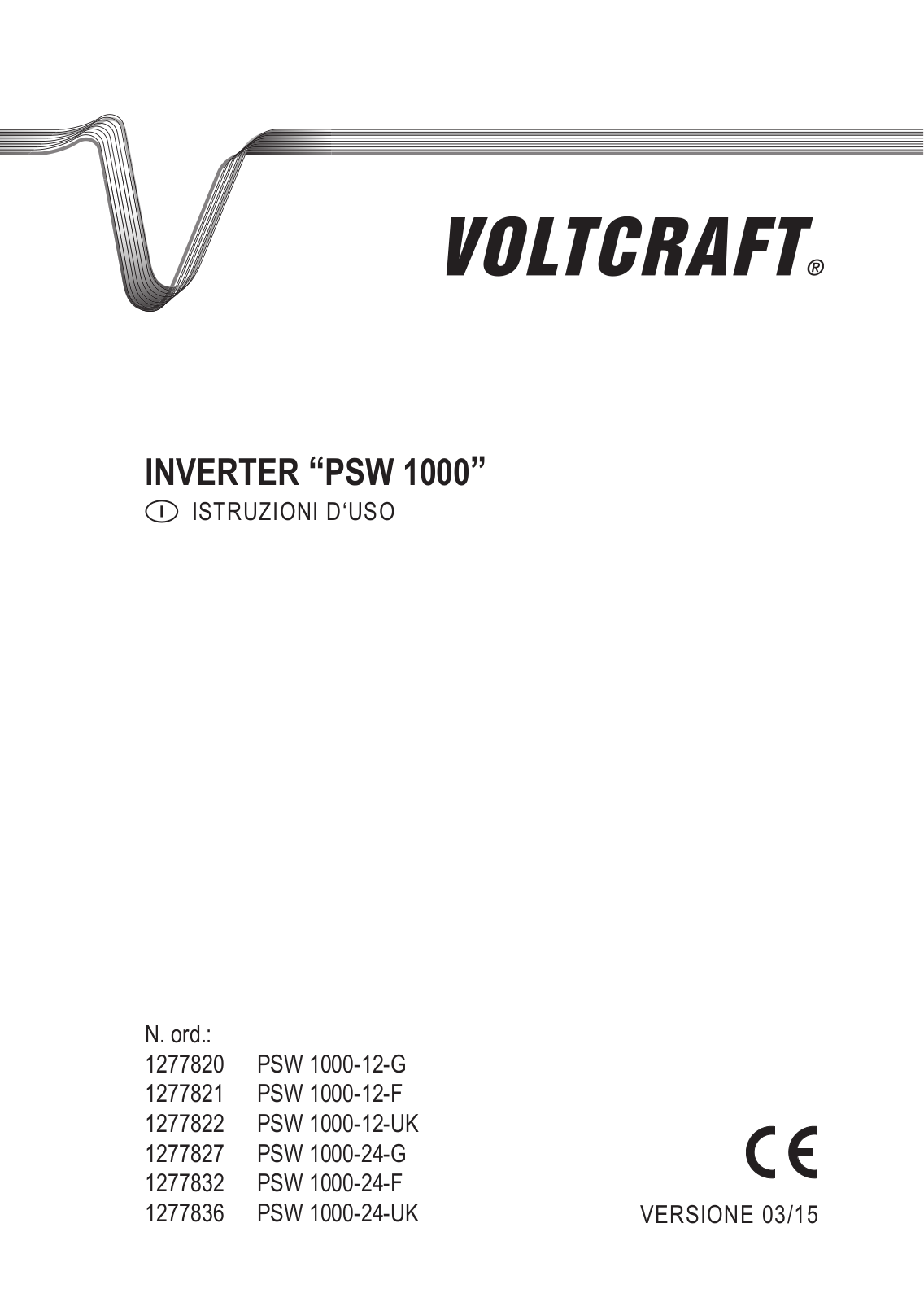 VOLTCRAFT PSW 1000-12-G, PSW 1000-24-G, PSW 1000-12-F, PSW 1000-12-GB, PSW 1000-24-F User guide