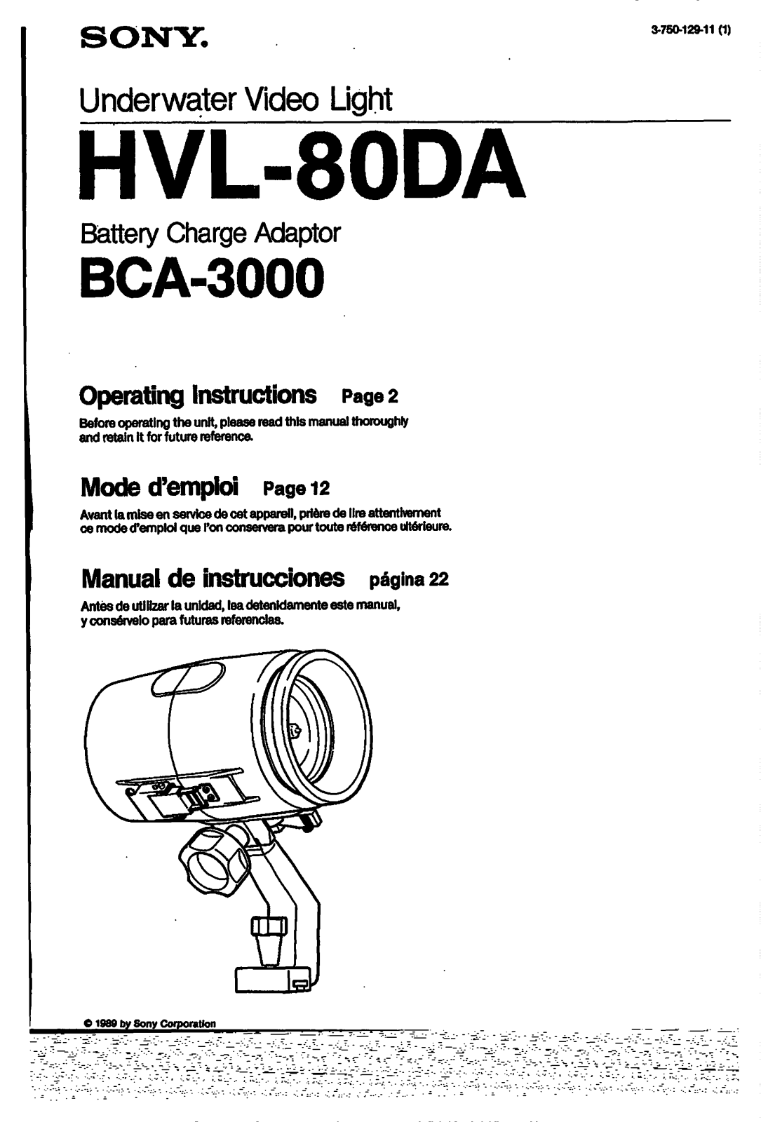 Sony HVL-80DA Operating Instructions