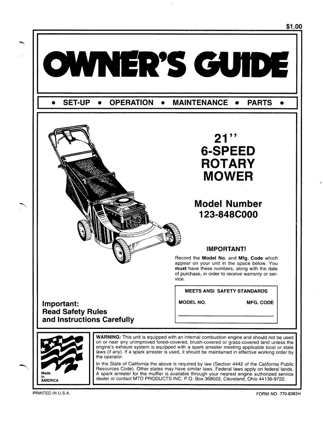 MTD 123-848C000 User Manual