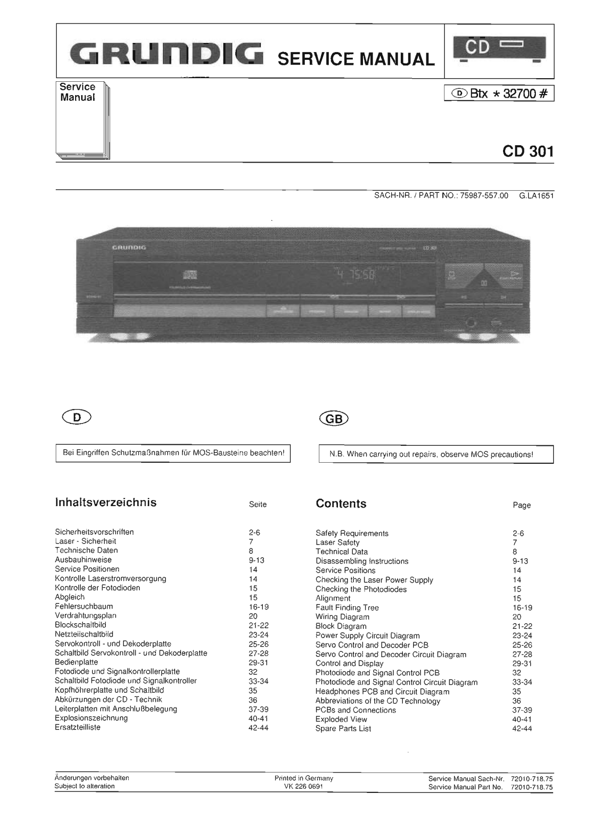 Grundig CD-301 Service Manual