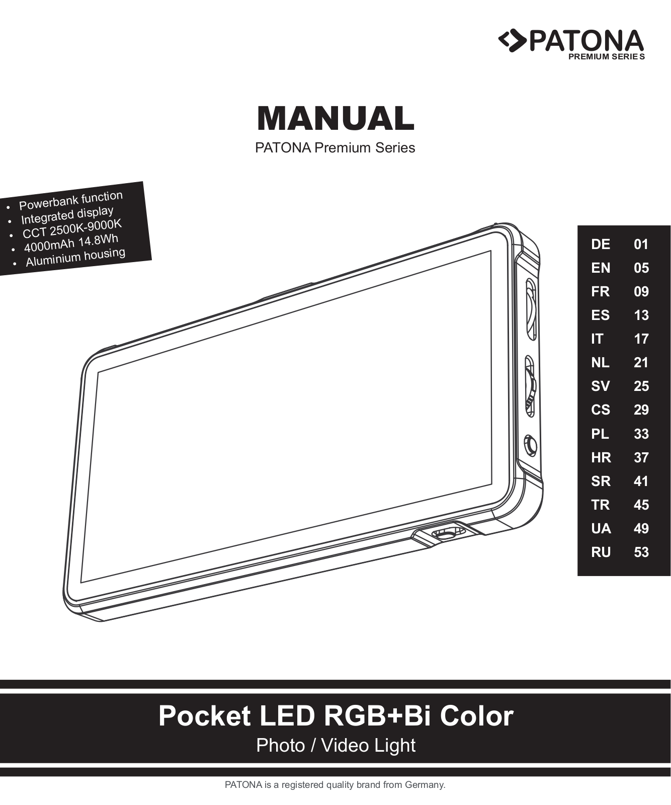 PATONA Pocket LED RGB+Bi Color, 4278 User guide - ManualMachine.com
