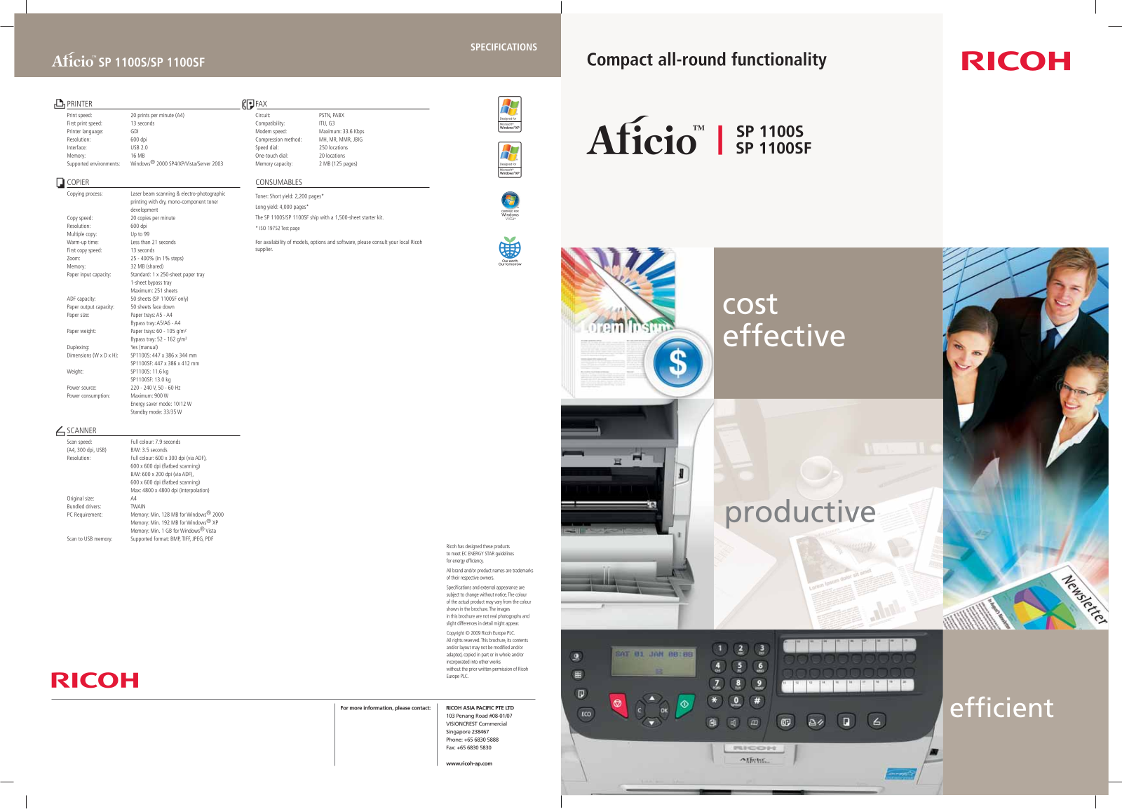 Ricoh AFICIO SP 1100S, AFICIO SP 1100SF User Manual