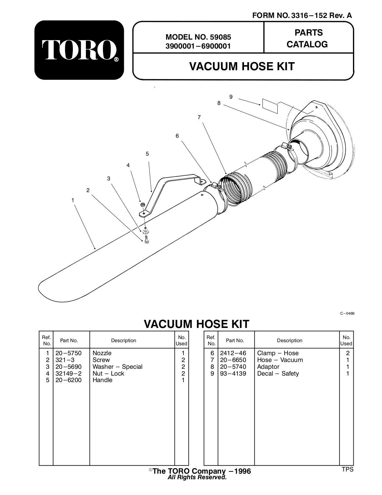 Toro 59085 Parts Catalogue