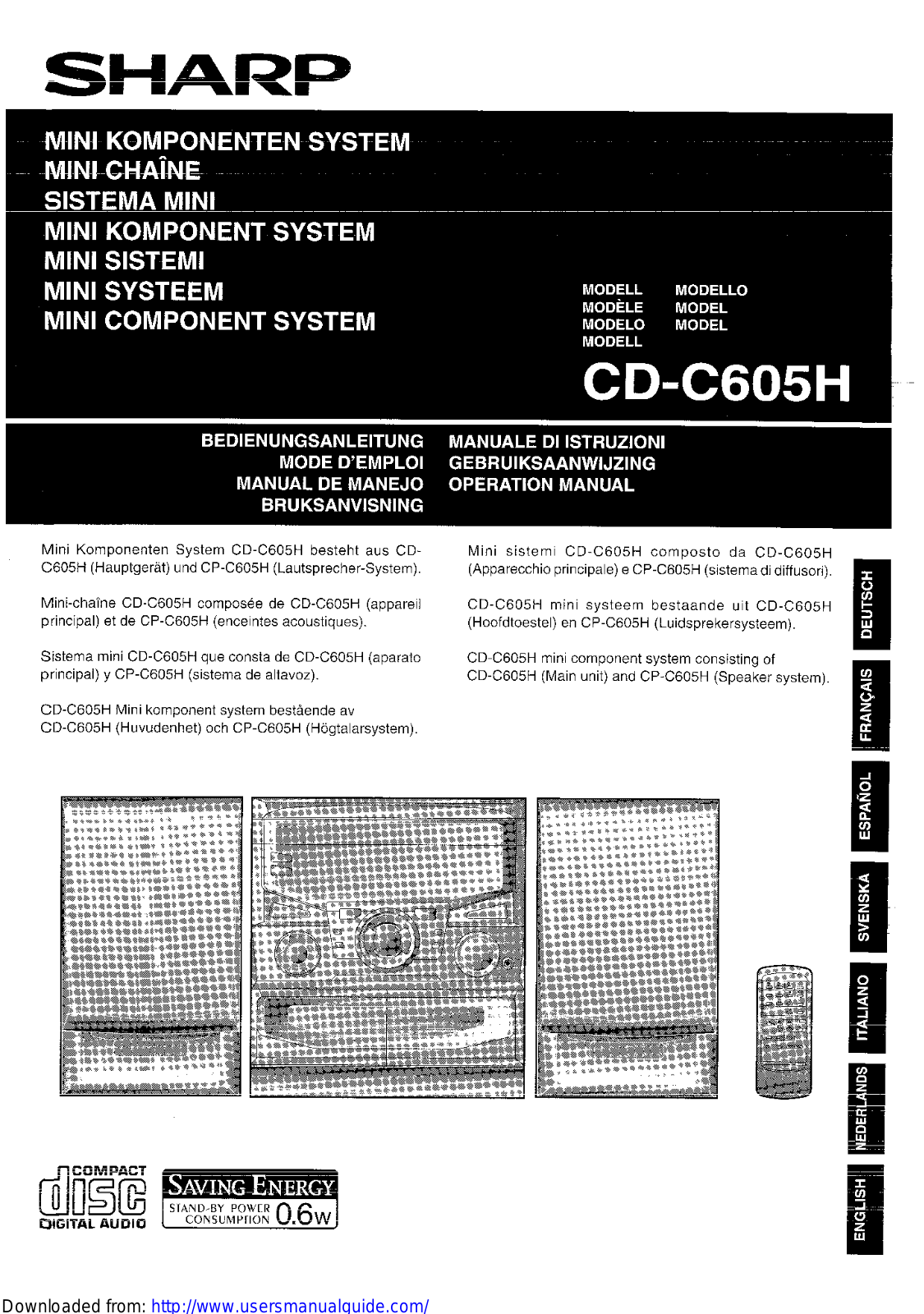 SHARP CD-C605H User Manual