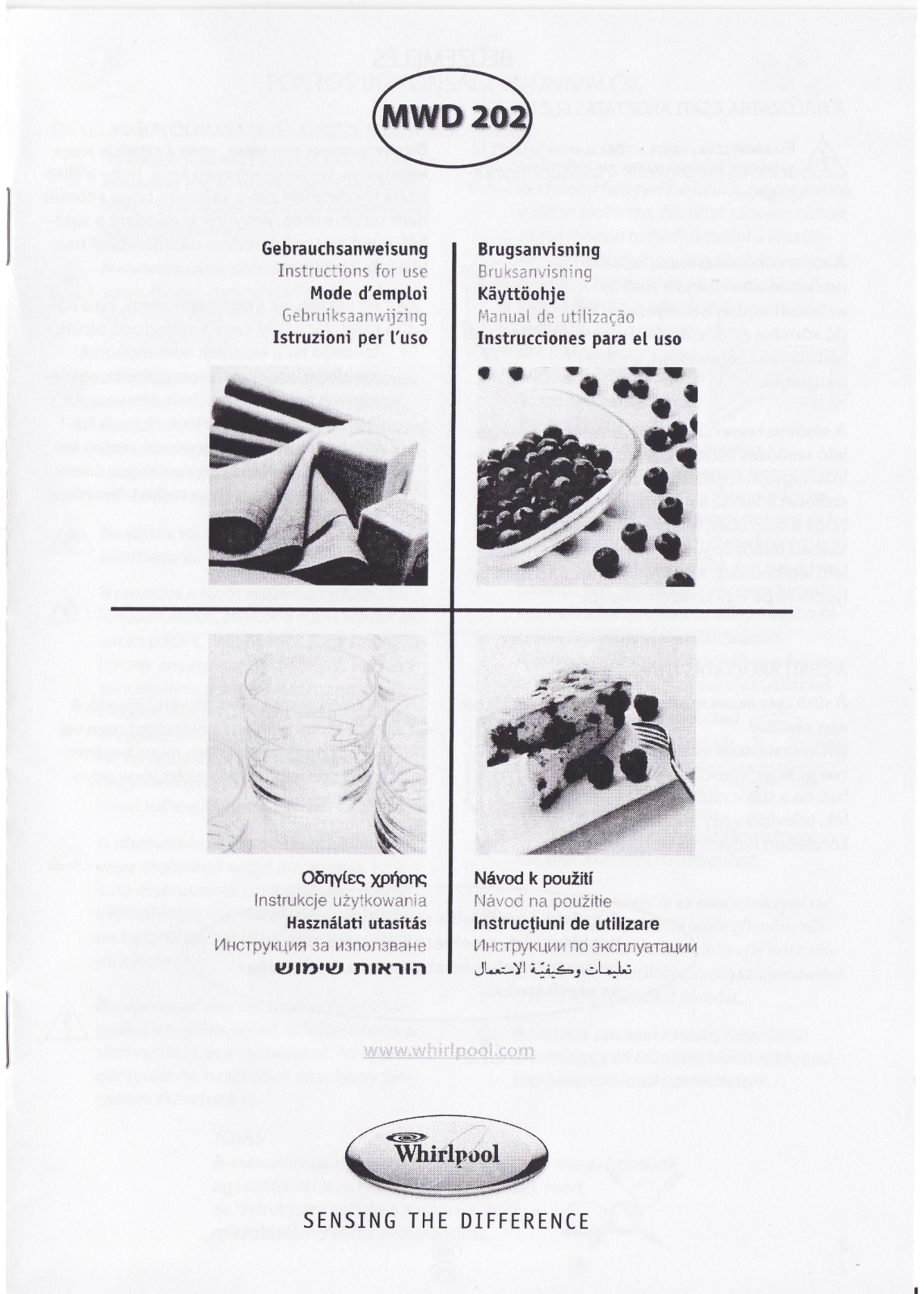 Whirlpool MWD 202 WH INSTRUCTION FOR USE