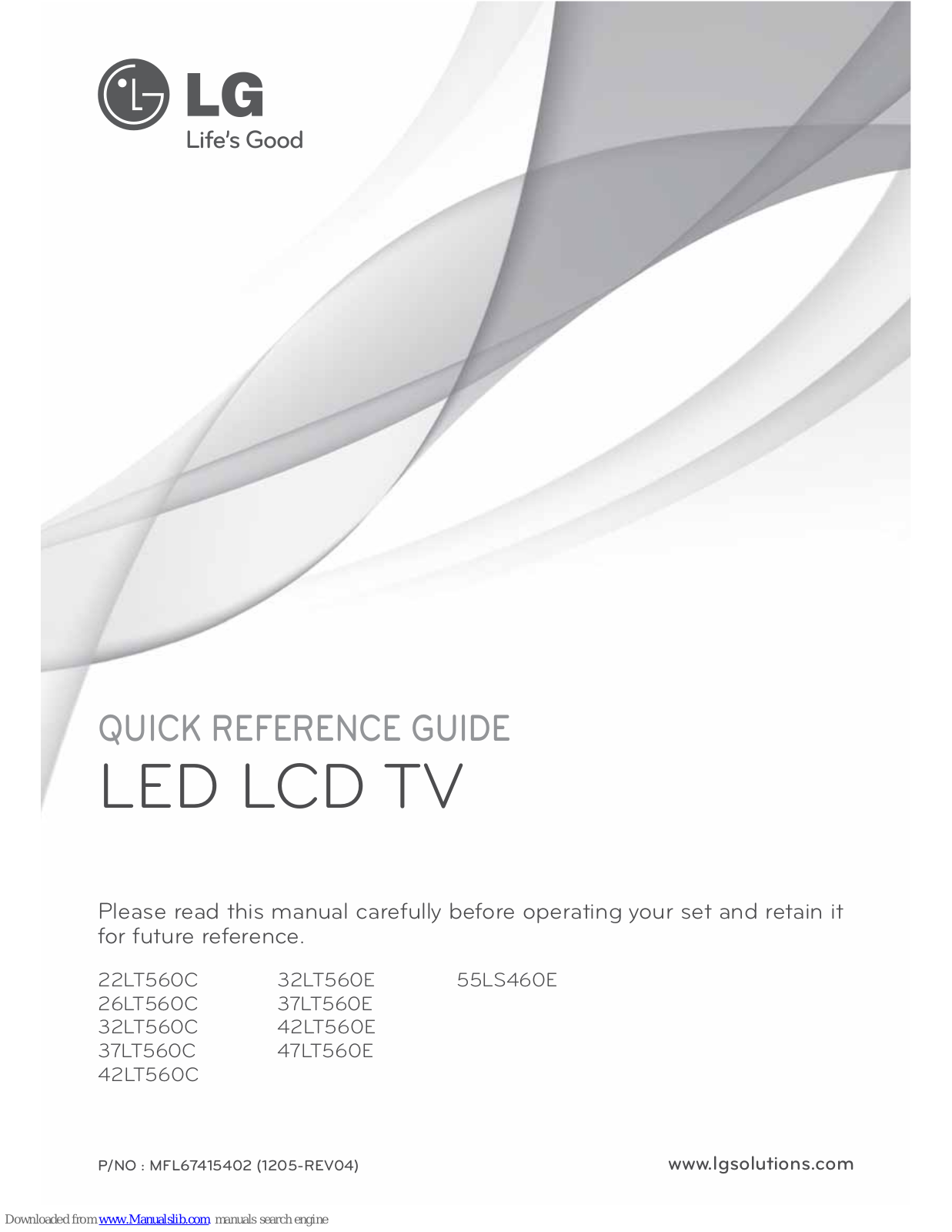 LG 26LT560C, 37LT560E, 32LT560C, 37LT560C, 32LT560E Quick Reference Manual