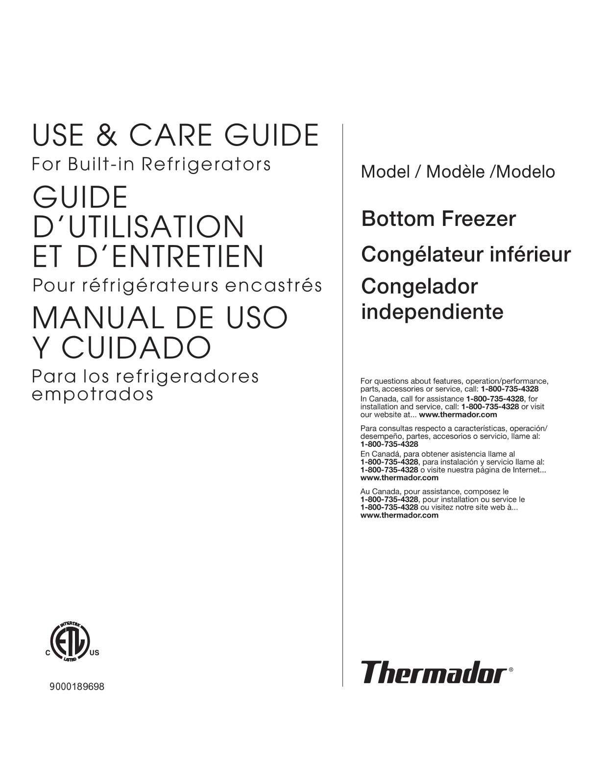 Thermador 9000189698 User Manual