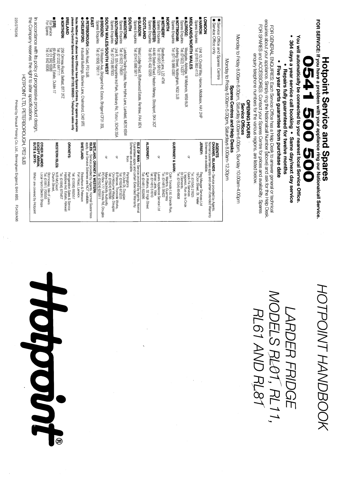 Hotpoint-Ariston HBRL81 User Manual