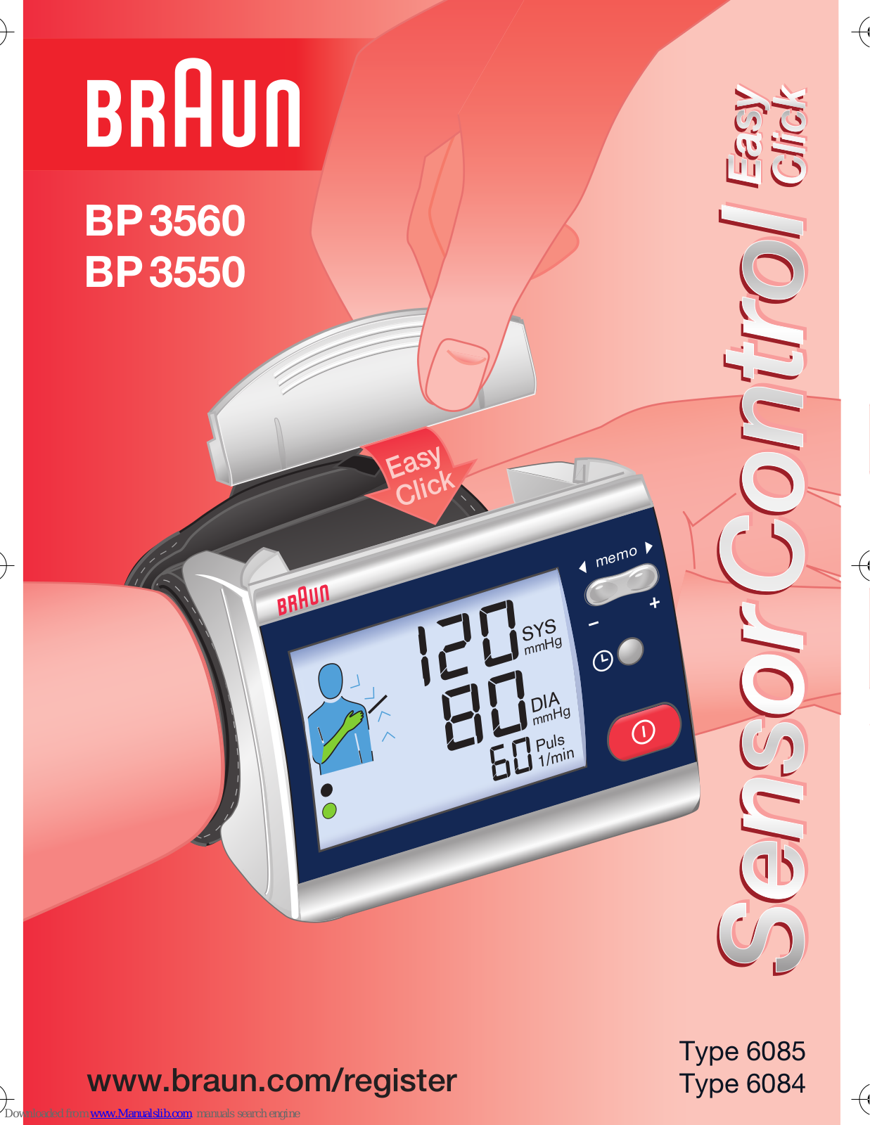 Braun 6085, SensorControl BP 3550, SensorControl BP 3560, SensorControl Easy Click BP 3550, SensorControl BP Easy Click 3560 Owner's Manual