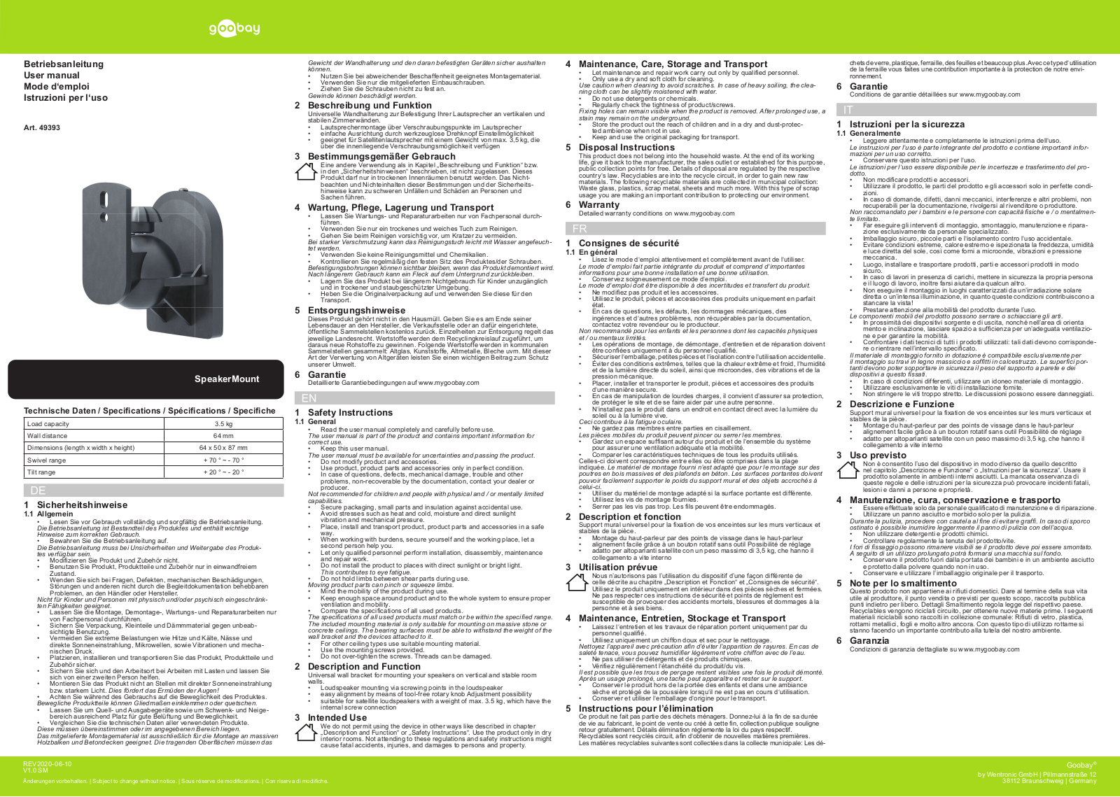 GOOBAY 49393 Datasheet - ManualMachine.com