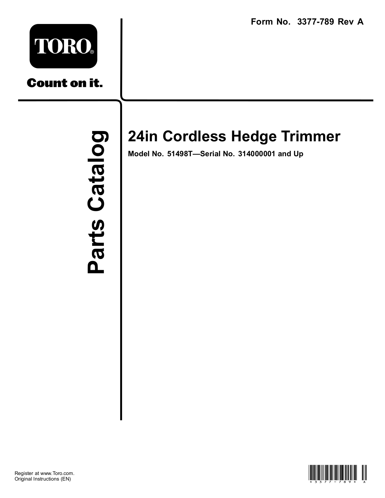 Toro 51498T Parts Catalogue