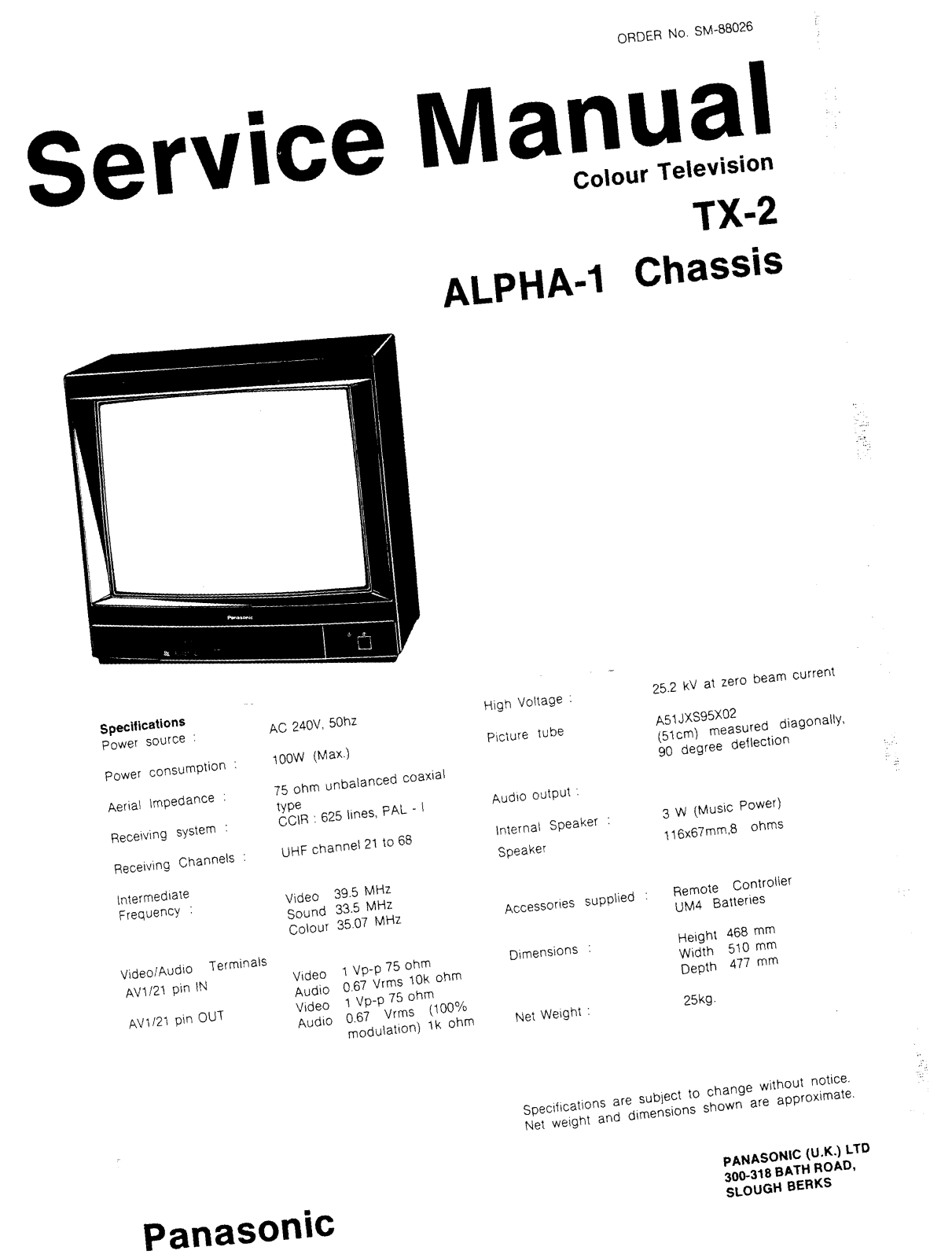 Panasonic ALPHA1 Schematic