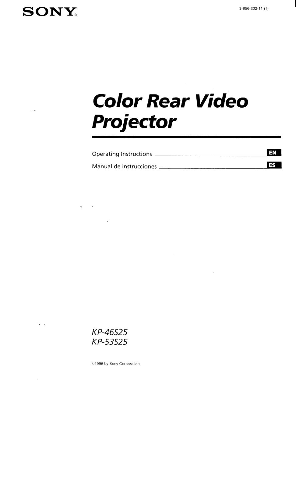 Sony KP-46S25, KP-53S25 Operating Manual