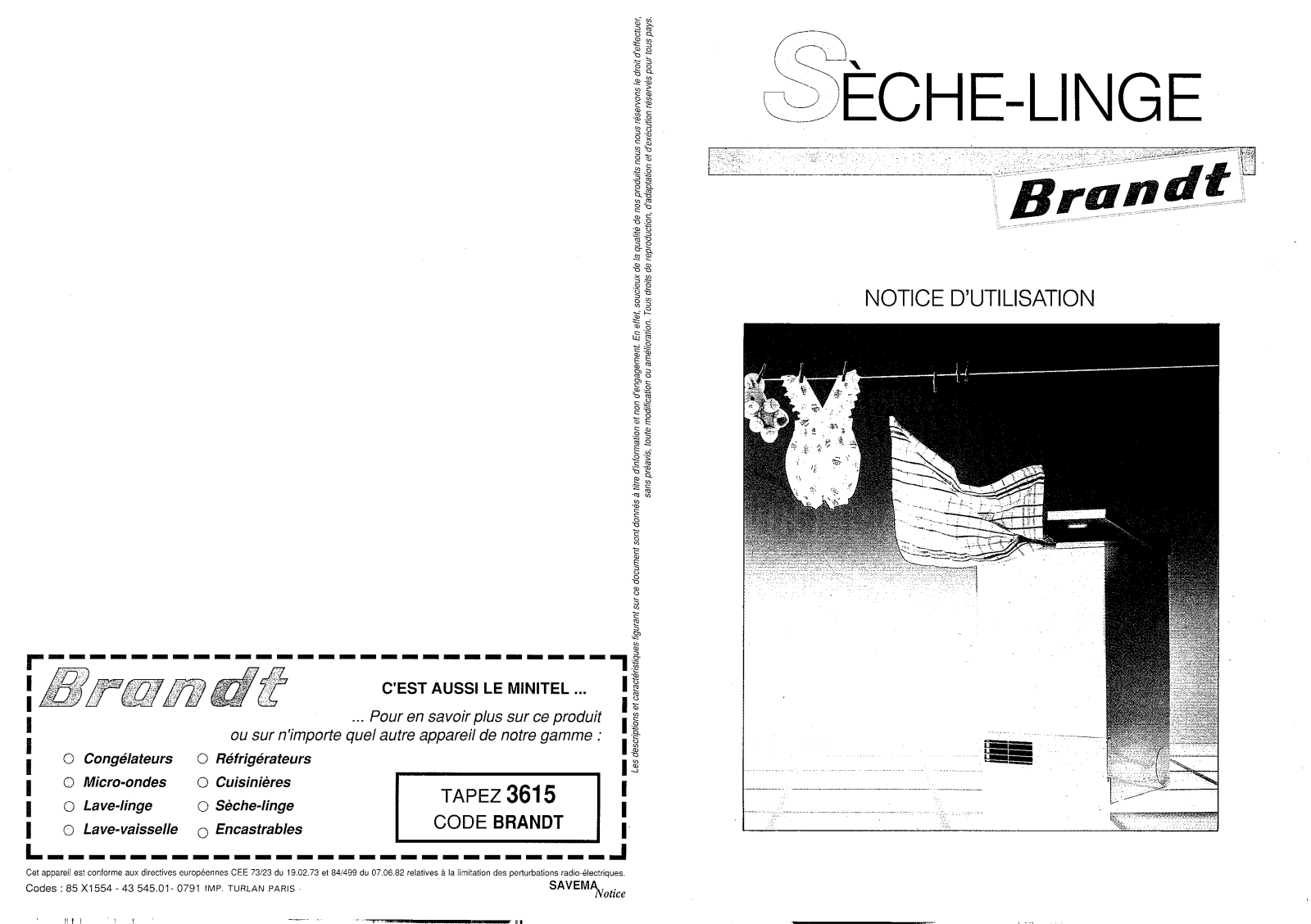 BRANDT SL865 User Manual