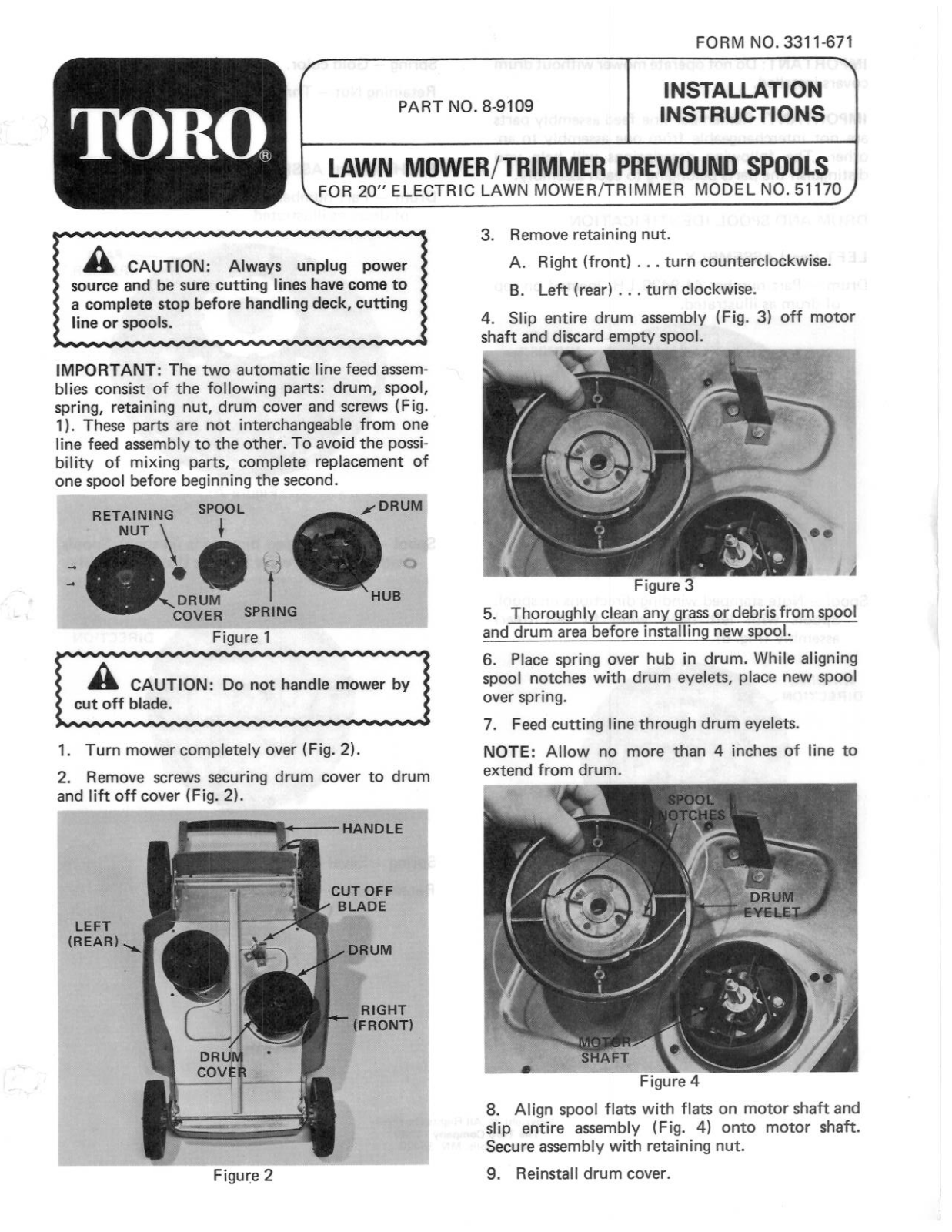 Toro 8-9109 Installation Instructions