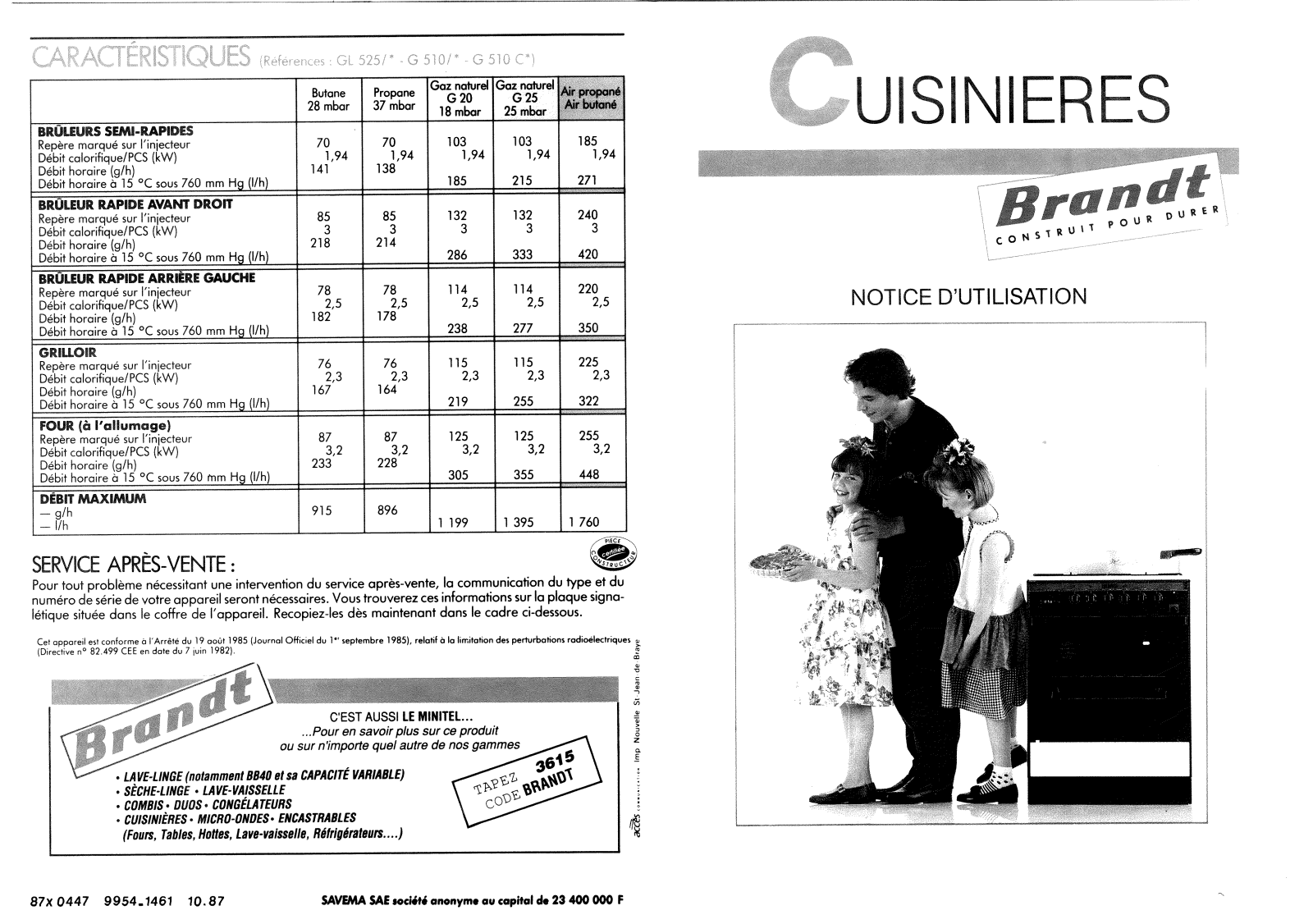 BRANDT GL525, G510N, G510C, G510 User Manual